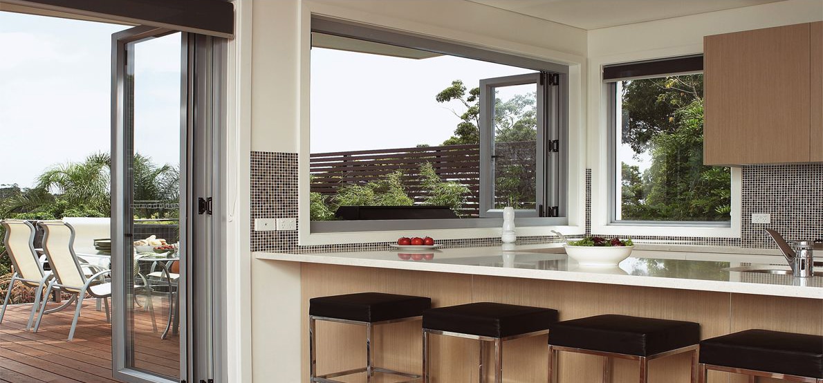 Flat pack kitchen with an open window