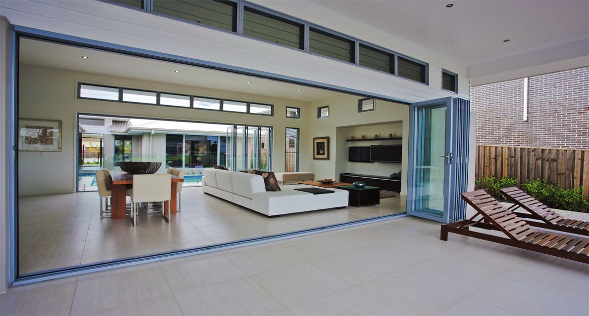 Living room with glass sliding door