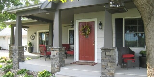 House with red front door