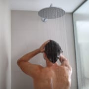 man taking a shower