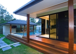 Sliding Doors of A Residential House with Pool